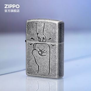 zippo打火机zippo正版，拳拳之心煤油防风礼物