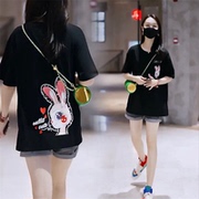 纯棉短袖t恤女夏季2025新款宽松大码女装中长款上衣显瘦百搭体恤
