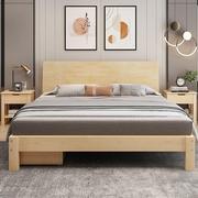全实木床松木床现代简约天然双人床，主卧床原木床出租公寓