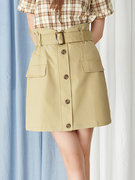 奥特莱斯品牌折扣女装尾货夏季高端简约通勤A字裙气质好搭半身裙