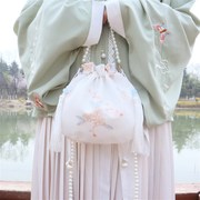 清新森系古风包百搭蕾丝包汉服配饰斜挎手提包中国U风刺绣仙女荷