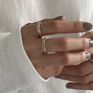 s925纯银戒指女款个性时尚，推拉调节指环设计小众，对戒冷淡风戒指
