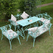 美式乡村铁艺双人椅长凳别墅，花园庭院装饰休闲椅，公园户外靠背椅子