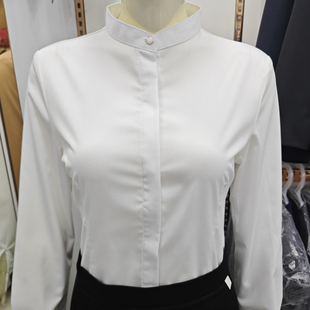 小立领职业白衬衫商务，女长袖气质工作服衬衣，2023秋冬装设计感小众