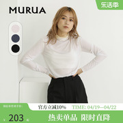 murua日系春高领，线条微透上衣时尚，百搭长袖内搭女