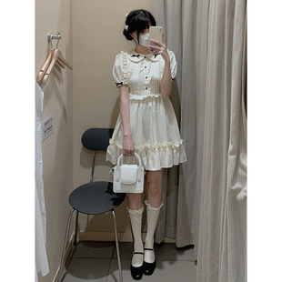 东京岁时记jk原创甜美白色，气质显瘦夏季可爱裙子蝴蝶结连衣裙