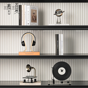 创意复古老式喇叭唱片机模型卧室，音乐吧台壁龛，留声机软装饰品摆件
