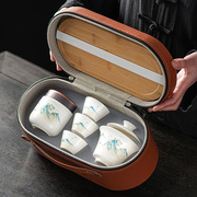 羊脂玉白瓷旅行功夫茶具，套装户外便携简约泡茶壶陶瓷茶具礼盒