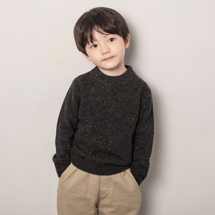 儿童羊毛衫男童中大童100%羊毛半高领加厚韩版毛衣冬季厚款