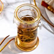 耐热无铅玻璃红茶杯茶具，双耳杯描金泡茶壶花草，泡茶器花茶绿茶专用