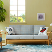 日式小户型沙发客厅木制个性简约布艺北欧单人双人，三人木扶手沙发