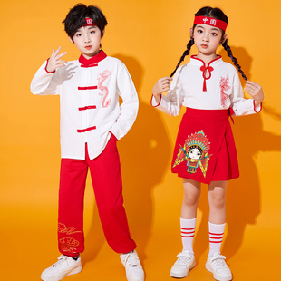 春夏儿童啦啦队演出服，幼儿园表演服中国风小学生，运动会开幕式班服