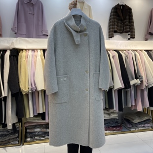东大门韩版羊毛呢女装，外套23冬装中长款高端气质双面羊绒大衣