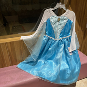 迪士尼冰雪奇缘艾莎礼服裙蓝色连袖披肩连衣裙