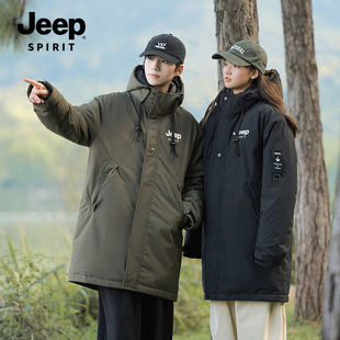 jeep吉普常规款羽绒，棉服女中长款2024冬季外套棉衣军大衣外套