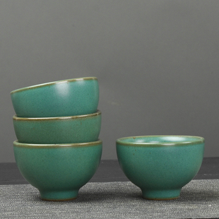 日式复古茶杯手绘青花品茗杯主人杯，陶瓷茶具单杯泡茶杯