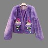 泰国潮皮草外套女紫色高品质重工毛短款兔毛外套洋气加厚冬季