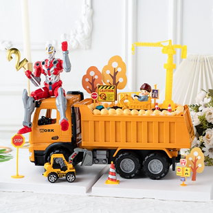 巨大的工程车大号翻斗车大号工程装饰玩具玩偶自卸车货车大卡车