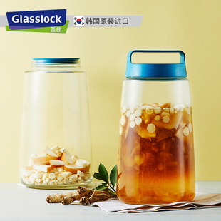 glasslock手提泡酒瓶大容量泡菜坛子玻璃密封罐杂粮储物罐酵素瓶