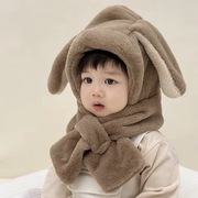 直供宝宝帽子冬款毛绒帽儿童围巾，一体帽可爱超萌婴儿帽子秋冬季套