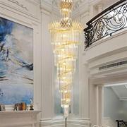 别墅楼梯水晶灯金色客厅灯具，大气创意吊灯，餐厅灯过道大堂酒店