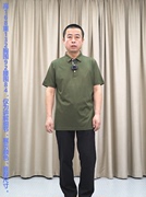 短袖t恤男商务翻领贝壳扣普洛克，23夏绿色61桑蚕丝39棉针织衫