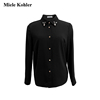 Miele Kohler通勤风衬衫女2024黑色镶钻翻领长袖高腰显瘦上衣