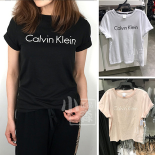 CK Calvin Klein 2024女士纯棉家居短袖圆领T恤舒适休闲上衣