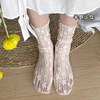 白色蕾丝袜子女夏季薄款玛丽珍网纱堆堆，袜中筒花边仙女袜短筒丝袜