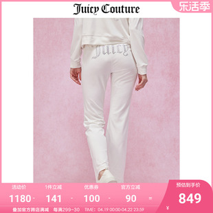 Juicy Couture橘滋休闲裤女2024春季多巴胺宽松直筒丝绒长裤
