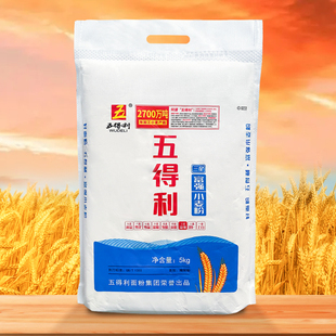 五得利面粉三星富强小麦，粉5kg商用家庭高筋通用粉10斤