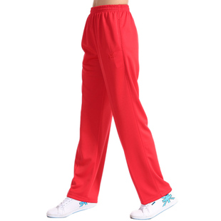 红色裤子男运动长裤，女春秋季休闲运动裤，校服透气直筒宽松健身跑步