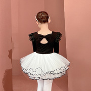 儿童舞蹈服长袖黑色女童练功服秋冬季连体套装幼儿芭蕾舞裙练舞衣