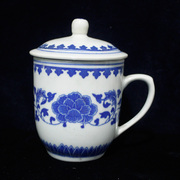 景德镇厂货瓷器陶瓷茶杯经典青花芙蓉陶瓷带盖水杯茶杯金钟杯库存