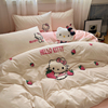 晚安猫可爱kitty纯棉毛巾绣四件套卡通全棉宿舍床上3件套床单床品