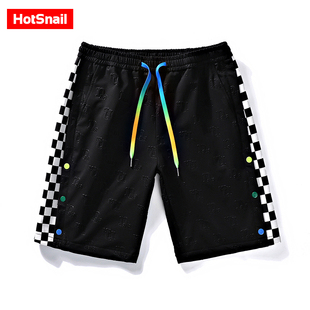 hotsnail短裤男夏季青少年，美式高街学生，潮宽松运动排扣五分裤