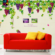 客厅走廊沙发墙角边背景装饰贴画田园绿叶花藤盆栽水果葡萄墙贴纸