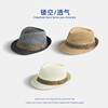 夏季韩版男女童户外遮阳草帽儿童，沙滩帽宝宝爵士，帽镂空透气礼帽