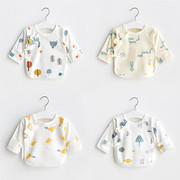 日本新生婴儿衣服春秋初生，薄款0-3月半背衣无骨和尚，宝宝秋衣上衣