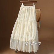 夏季白色蕾丝蛋糕裙纱裙半身裙女小个子百搭裙子长裙半裙伞裙