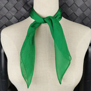 夏季绿色丝巾女春秋小方巾70x70纯色时尚洋气百搭正方形装饰围巾