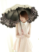 太阳伞蕾丝女防晒防紫外线森系睛雨伞，小巧折叠公主便携两用遮阳伞