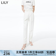 LILY夏女装垂感气质通勤纯色优雅显瘦高腰锥形西装休闲裤