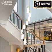 楼梯吊灯后现代简约餐厅艺术吊灯玉石个性复式旋转楼梯灯长吊灯