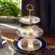 欧式双层点心盘高档水果盘客厅创意蛋糕架糖干果盘下午茶陶瓷精致
