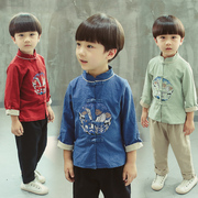 男童汉服中国风春秋1儿童古装套装2薄3岁6宝宝演出服中式复古衣服