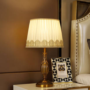 仿古铜雕刻欧式台灯，美式轻奢客厅卧室，床头灯智能遥控触摸调光开关