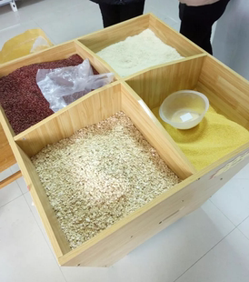 五谷杂粮干果展示柜超市木质货架米粮桶米斗零食粮食架子散装柜