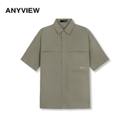 Anyview男装夏款衬衫纯色休闲青年个性潮男英伦短袖2221C2003