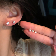 s999纯银针星星锆石耳钉，女2024耳环，高级感养耳洞精致耳饰